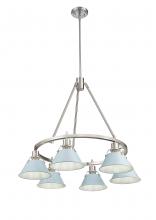  3306-6 PW-DB - Orwell PW 6 Light Chandelier in Pewter with Dusky Blue shades